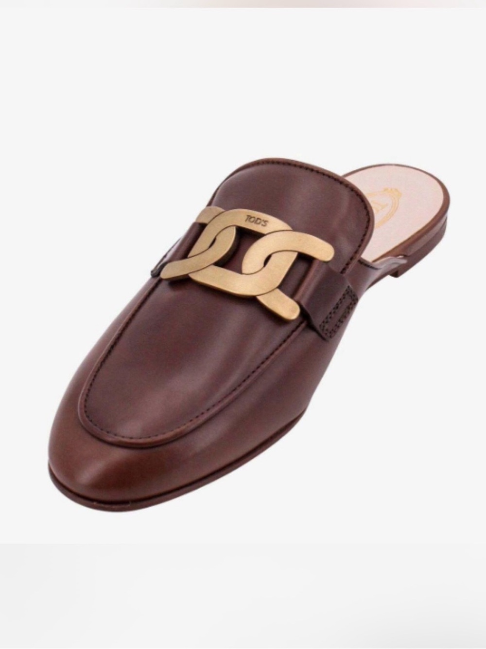 Tod's Sabot Brown Butter Soft Leather Mules  Loafers w/ Gold Hardware USED ONCE